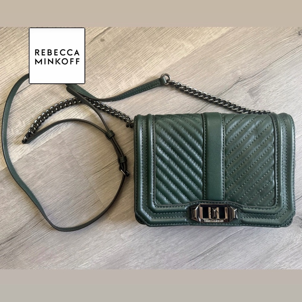 Like New Rebecca Minkoff Dark Green Quilted Crossbody Bag